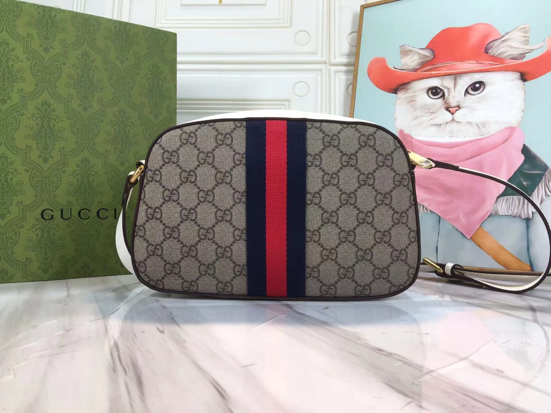 Wholesale Luxury Gucci Ophidia Double G Shoulder Bag- Black/White - Image 9