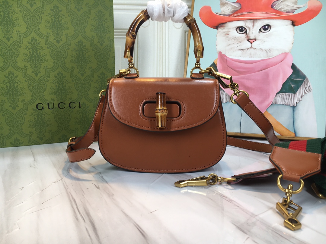 Wholesale Luxury Gucci Double G Bamboo 1947 Mini Top Handle Bag - Image 12