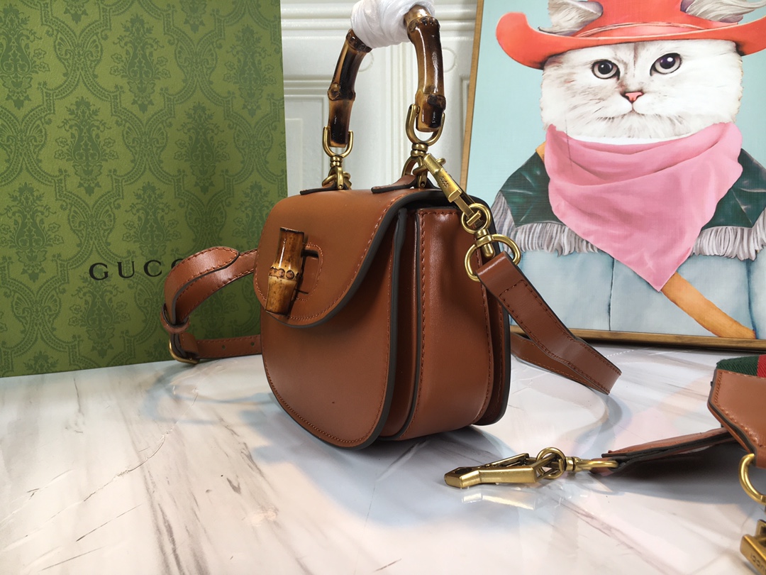 Wholesale Luxury Gucci Double G Bamboo 1947 Mini Top Handle Bag - Image 13