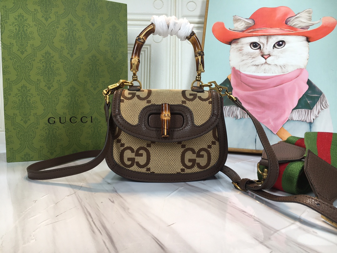 Wholesale Luxury Gucci Double G Bamboo 1947 Mini Top Handle Bag - Image 27
