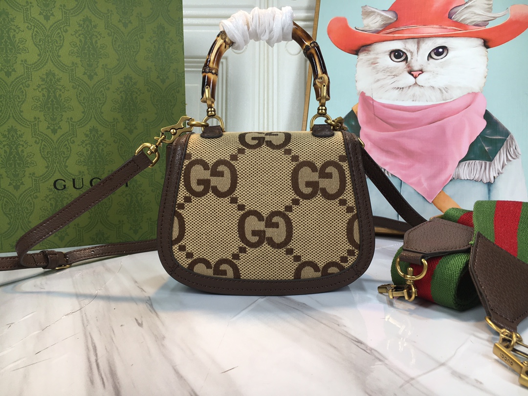Wholesale Luxury Gucci Double G Bamboo 1947 Mini Top Handle Bag - Image 29