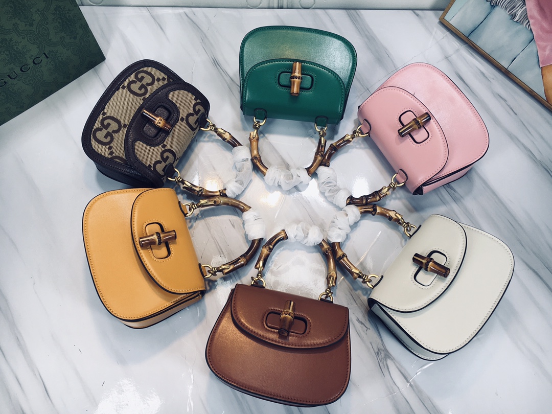 Wholesale Luxury Gucci Double G Bamboo 1947 Mini Top Handle Bag