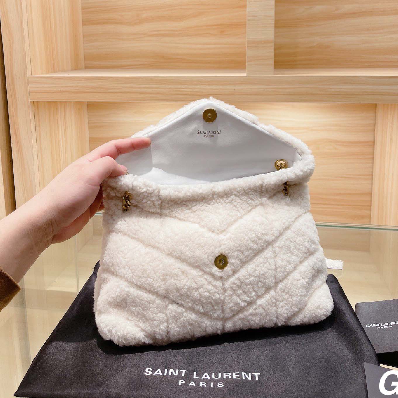 Wholesale Luxury Ysl Puffer Small Bag In Shearling And Leather - Image 5