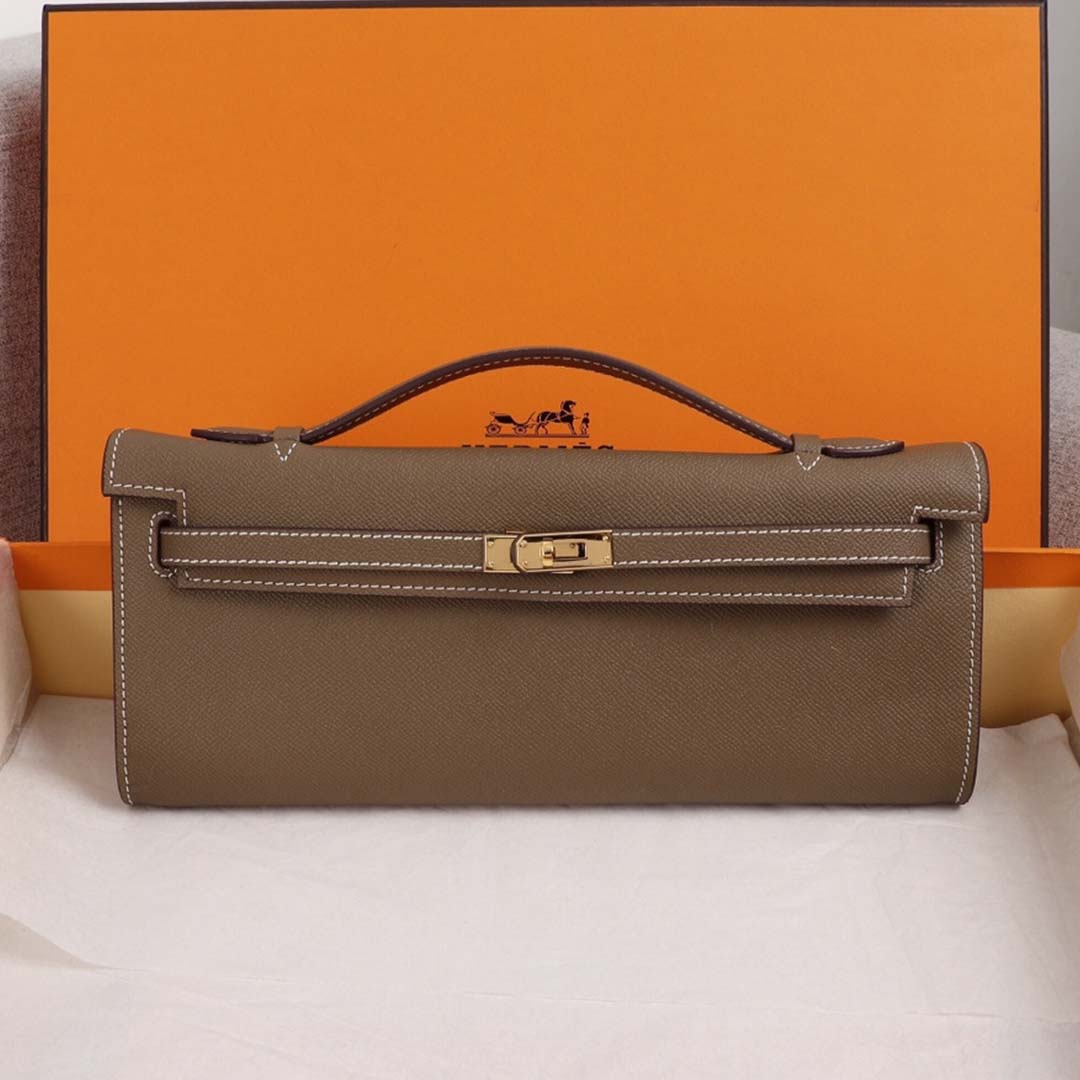 Wholesale Luxury Hermes Aaa-Kelly Cut Pochette Black/Brown/Blue - Image 11