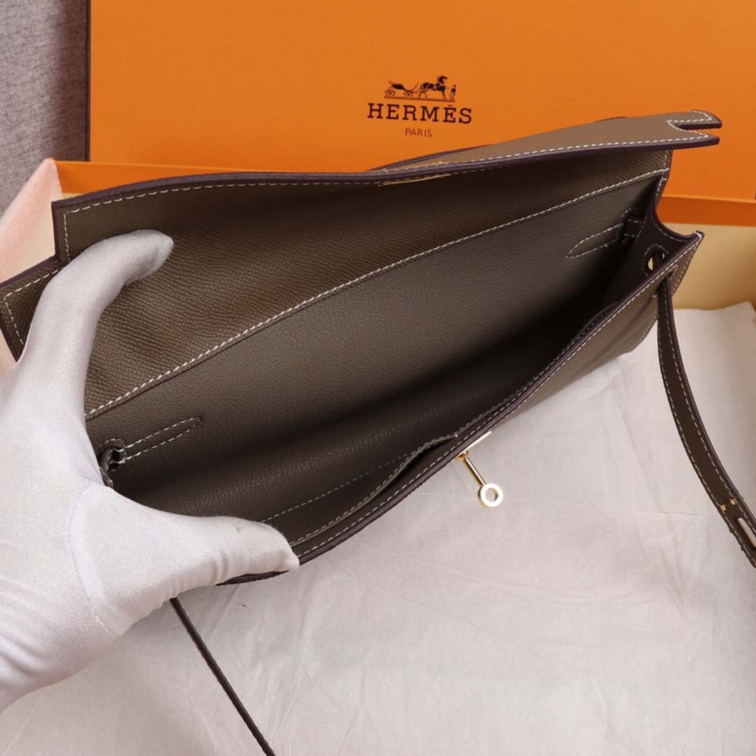 Wholesale Luxury Hermes Aaa-Kelly Cut Pochette Black/Brown/Blue - Image 12