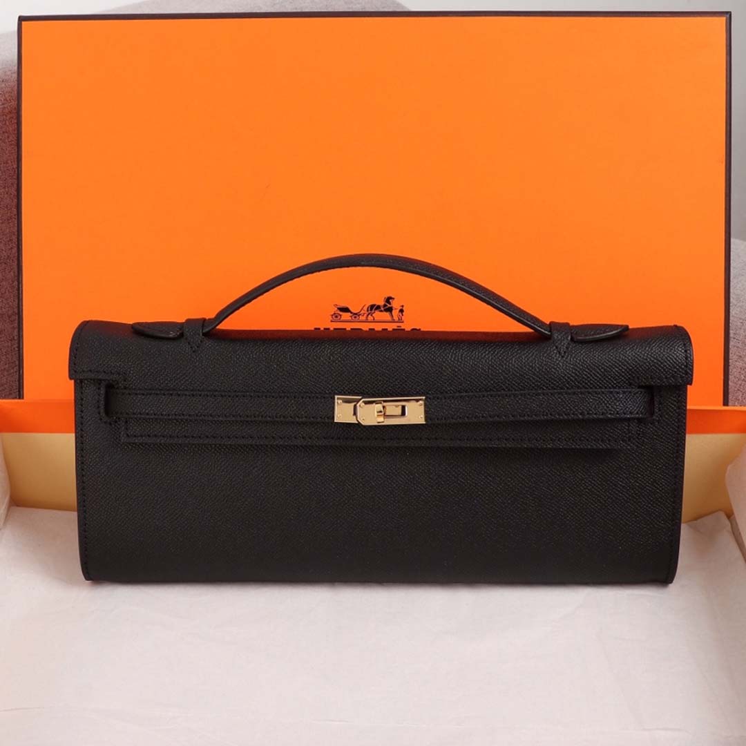 Wholesale Luxury Hermes Aaa-Kelly Cut Pochette Black/Brown/Blue - Image 16