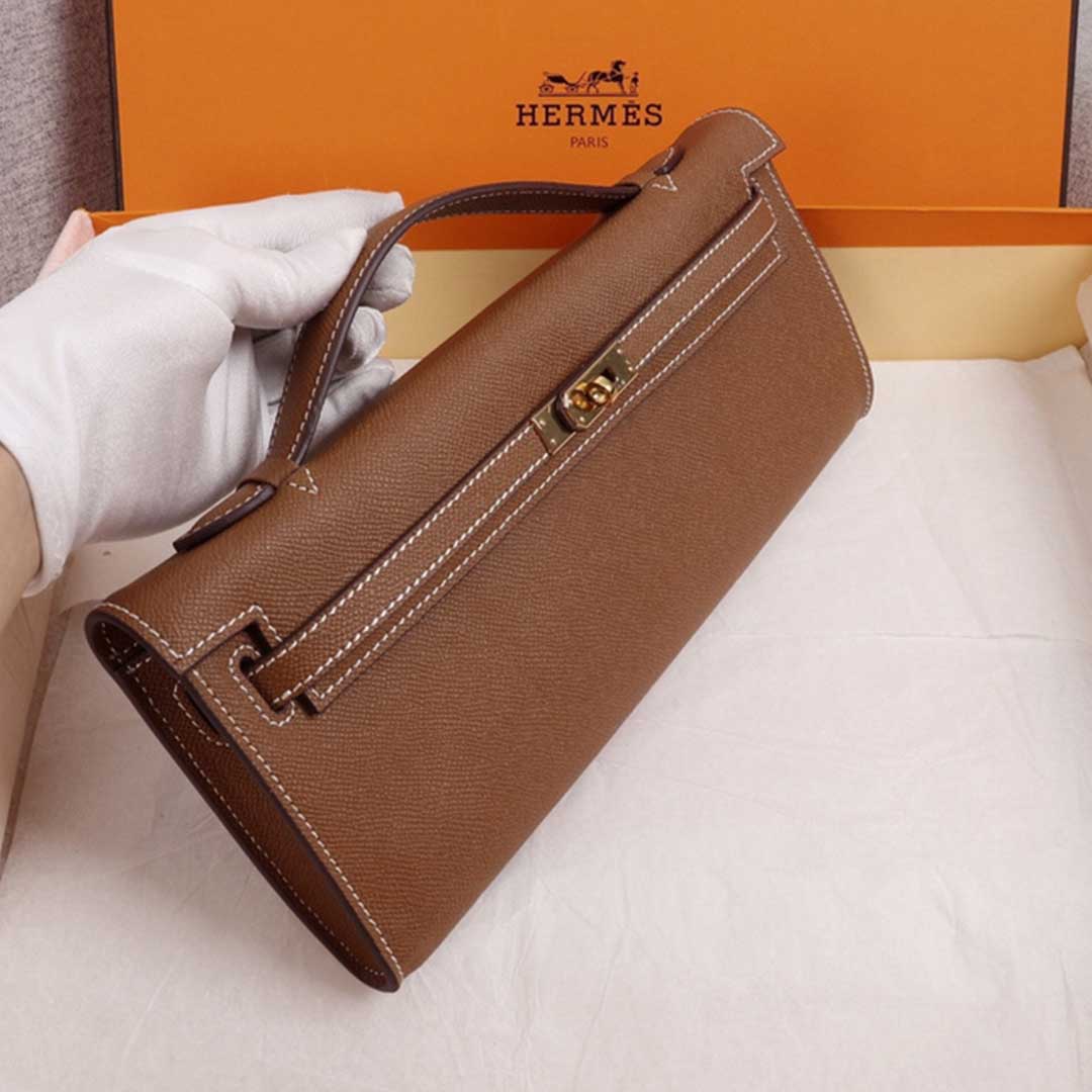 Wholesale Luxury Hermes Aaa-Kelly Cut Pochette Black/Brown/Blue - Image 7