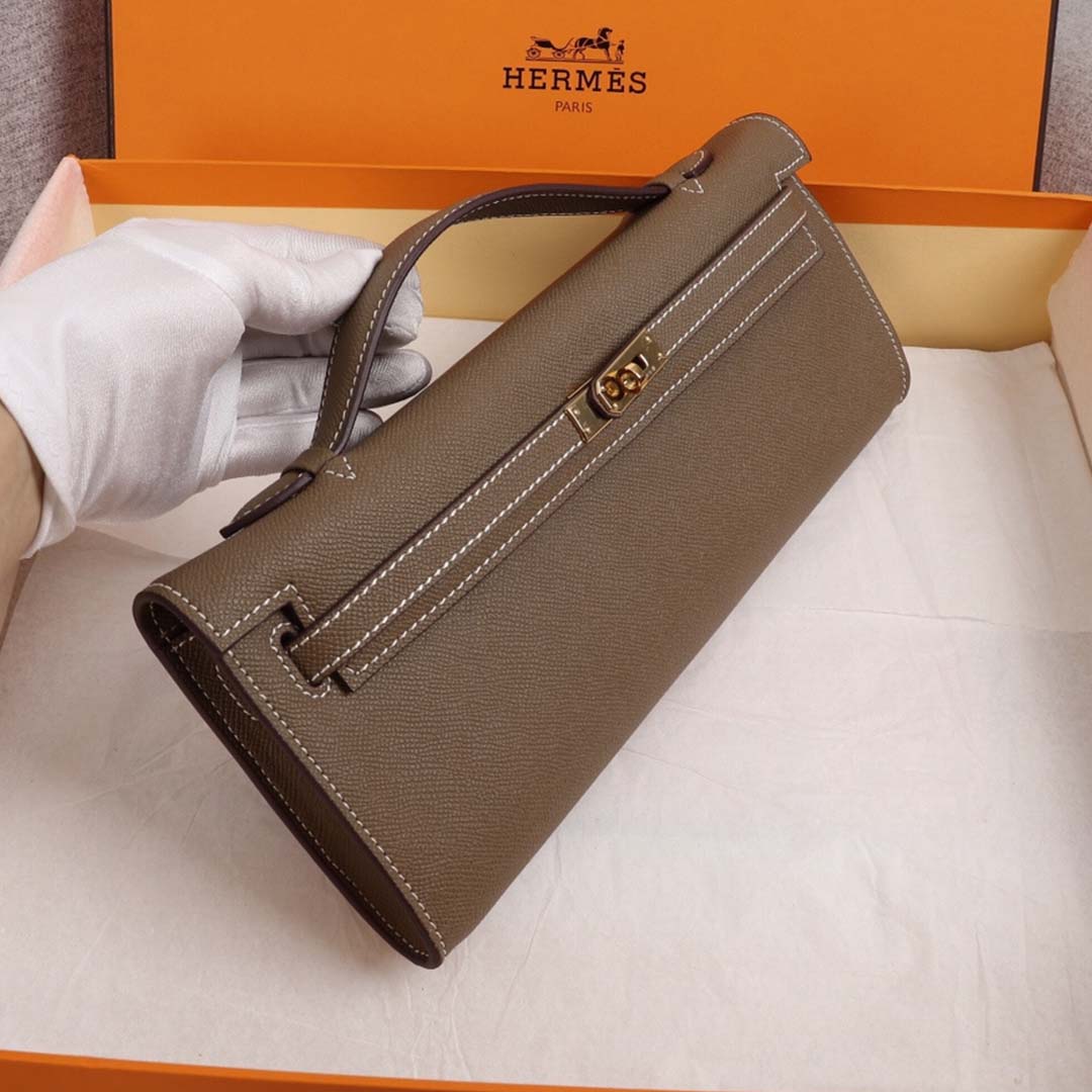 Wholesale Luxury Hermes Aaa-Kelly Cut Pochette Black/Brown/Blue - Image 10