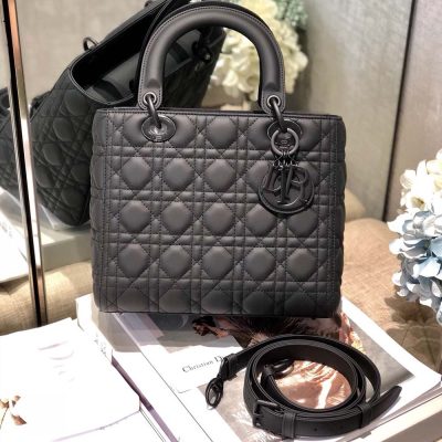 Wholesale Luxury Dior Aaa-Medium Lady Dr Bag Black/Pink/Grey