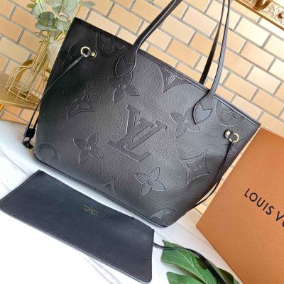 Wholesale Luxury Louis Vuitton Neverfull Mm Monogram Empreinte Leather M45685 Black/Beige/Blue