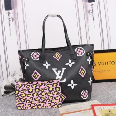 Wholesale Luxury Louis Vuitton Aaa-Neverfull Mm Tote Bag Black/White M45818