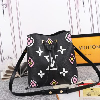 Wholesale Luxury Louis Vuitton Neonoe Mm Bucket Bag Black/White