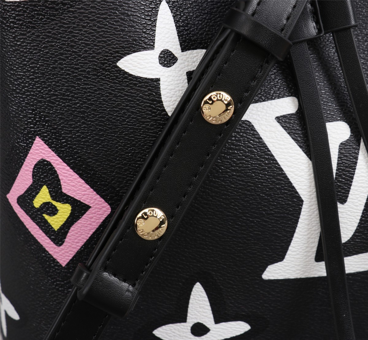 Wholesale Luxury Louis Vuitton Neonoe Mm Bucket Bag Black/White - Image 4