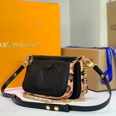 Wholesale Luxury Louis Vuitton Leopard Multi Pochette Accessoires M58520 Black/Brown