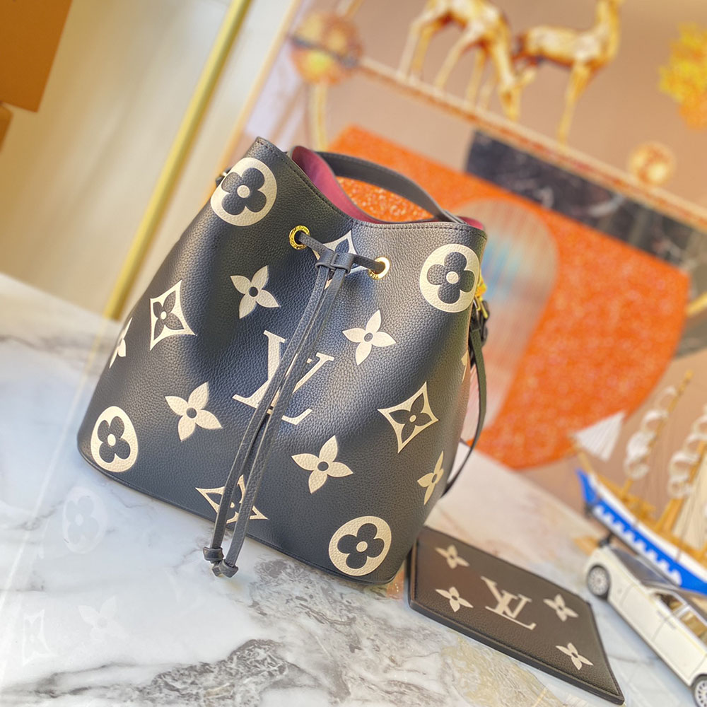 Wholesale Luxury Louis Vuitton Neonoe Mm Bucket Bag- Black/Brown