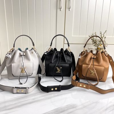 Wholesale Luxury Louis Vuitton Lockme Bucket Black/Brown/Grey