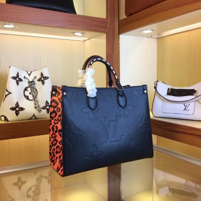 Wholesale Luxury Louis Vuitton Leopard-Print Sides Onthego Black/Brown