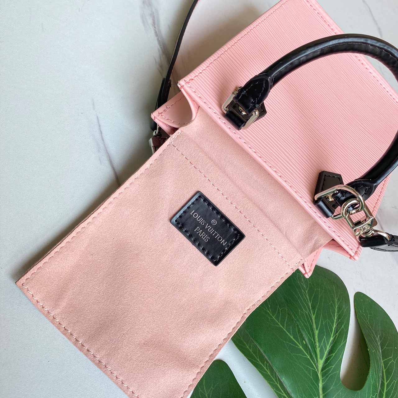 Wholesale Luxury Louis Vuitton Petit Sac Plat M69441 Black/White/Pink - Image 12