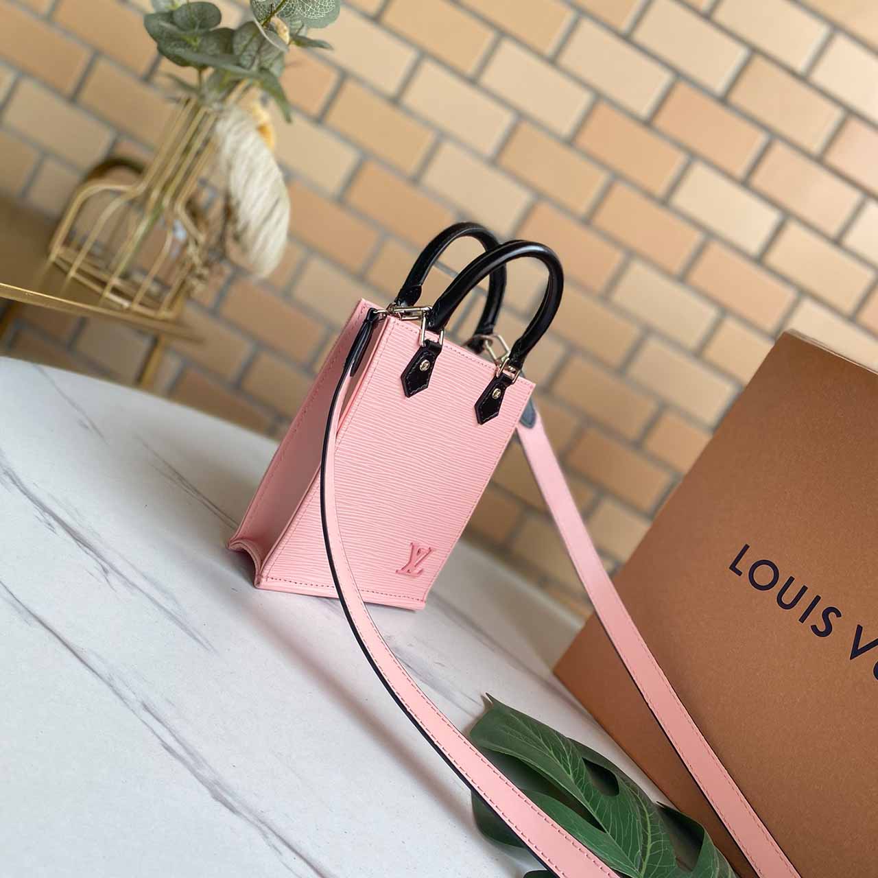 Wholesale Luxury Louis Vuitton Petit Sac Plat M69441 Black/White/Pink - Image 14