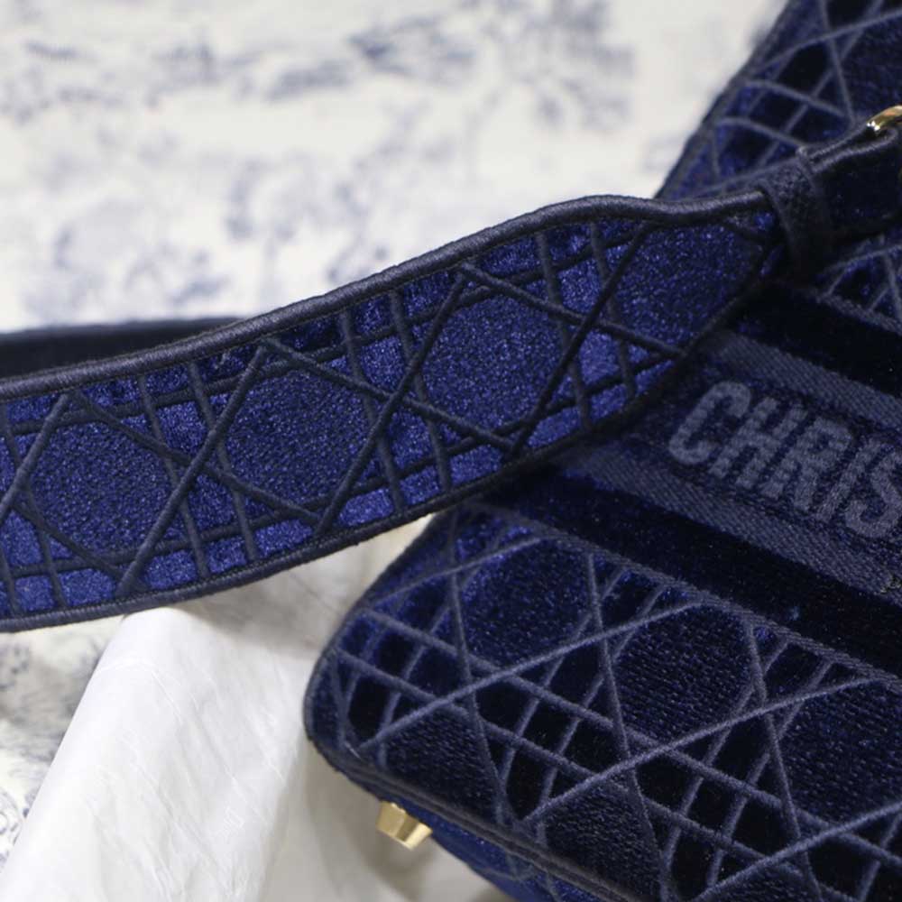 Wholesale Luxury Dior Aaa-D-Blue Velvet Medium Lady D-Lite Bag M8002/Embroidery - Image 7