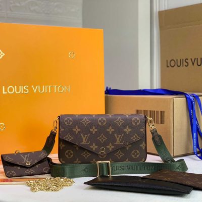 Wholesale Luxury Louis Vuitton Felicie Strap Amp; Go M80091 Green/Pink