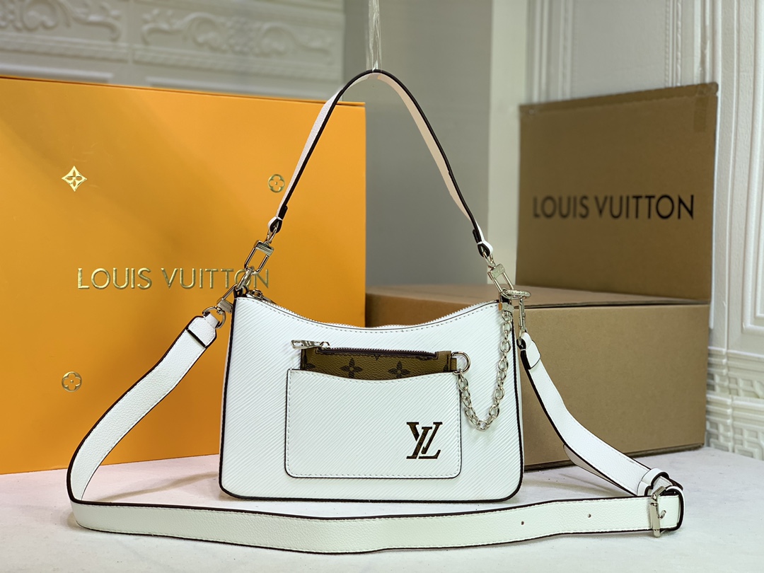 Wholesale Luxury Louis Vuitton Marelle Handbag Black/White/Brown - Image 12