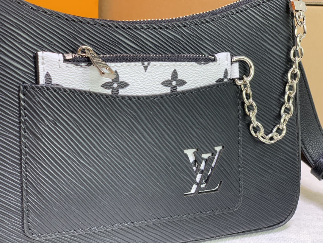 Wholesale Luxury Louis Vuitton Marelle Handbag Black/White/Brown - Image 4