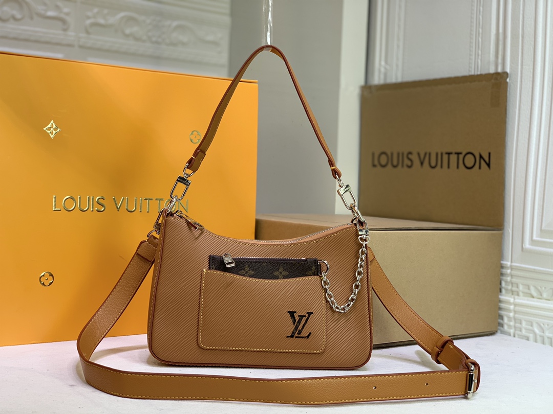 Wholesale Luxury Louis Vuitton Marelle Handbag Black/White/Brown - Image 7