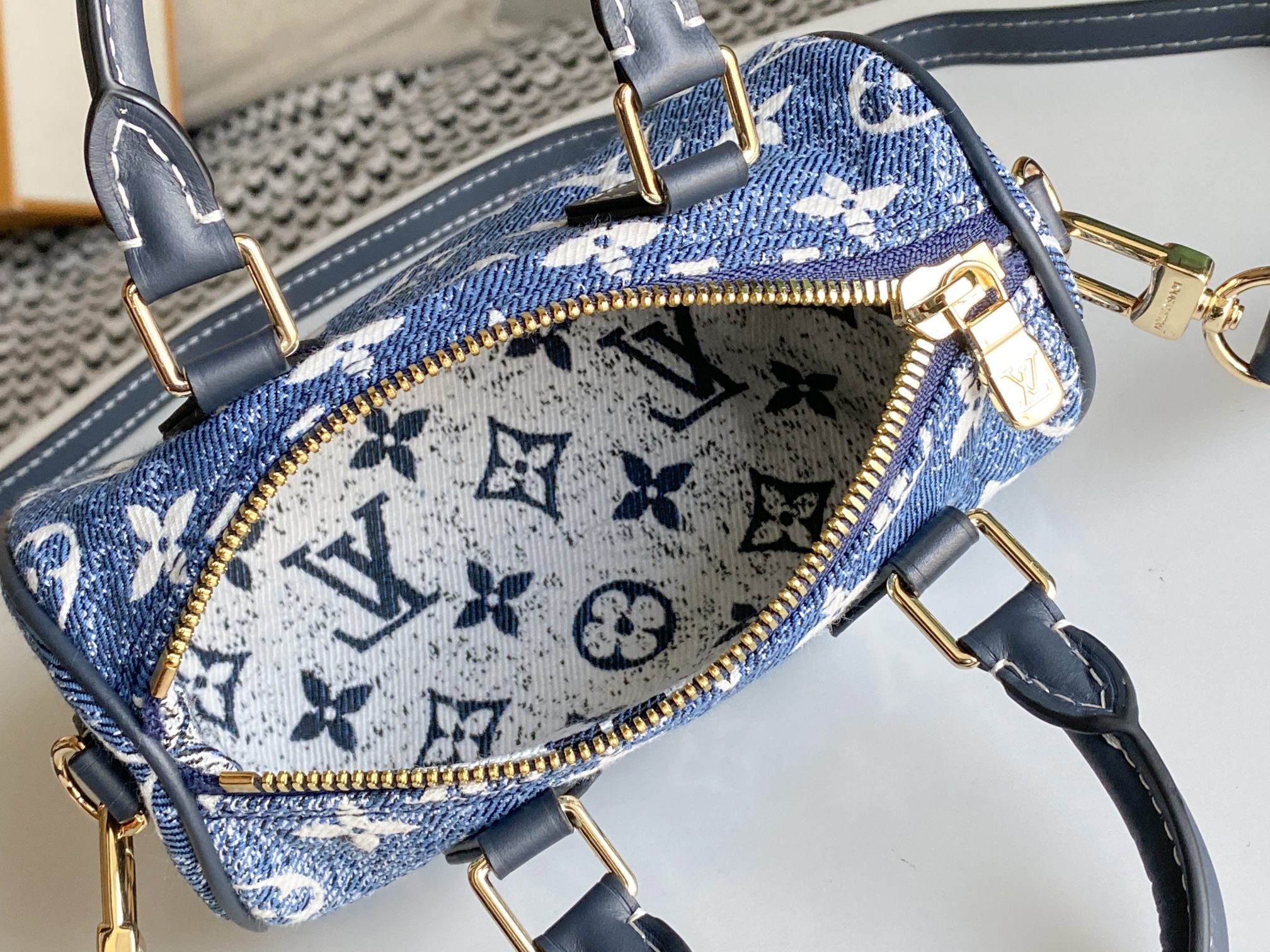Wholesale Luxury Louis Vuitton Nano Speedy Denim - Image 8