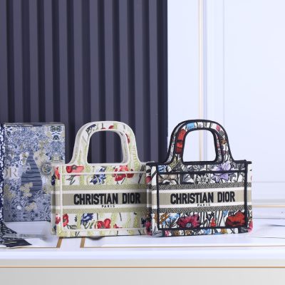 Wholesale Luxury Dior Multicolor Mizza Embroidery Mini Book Tote