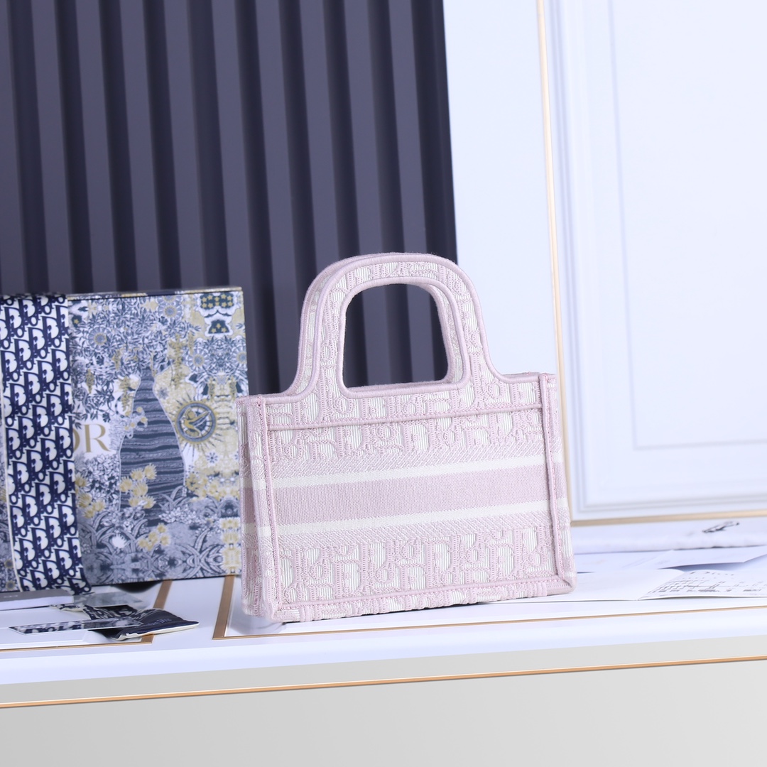 Wholesale Luxury Dior Oblique Embroidery Mini Book Tote - Image 11
