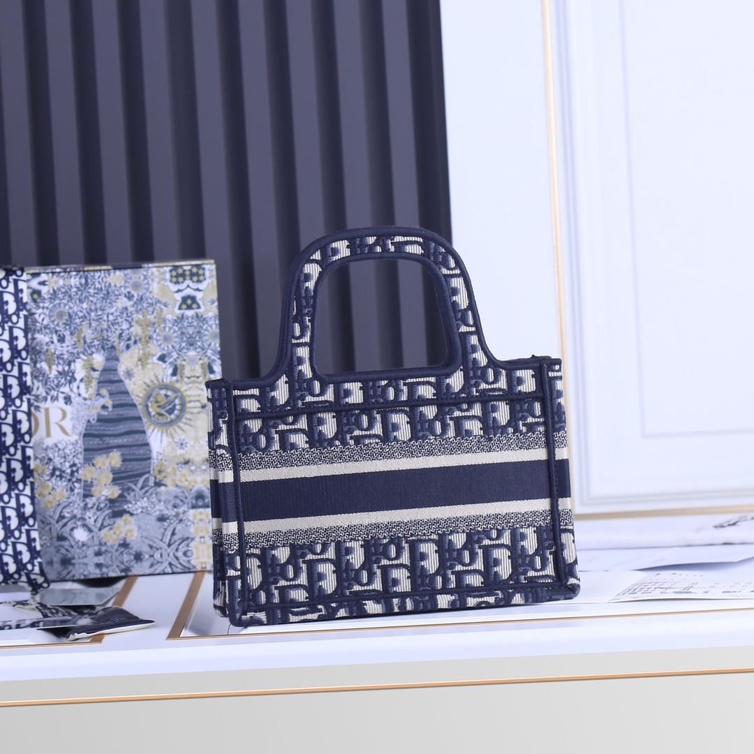 Wholesale Luxury Dior Oblique Embroidery Mini Book Tote - Image 3