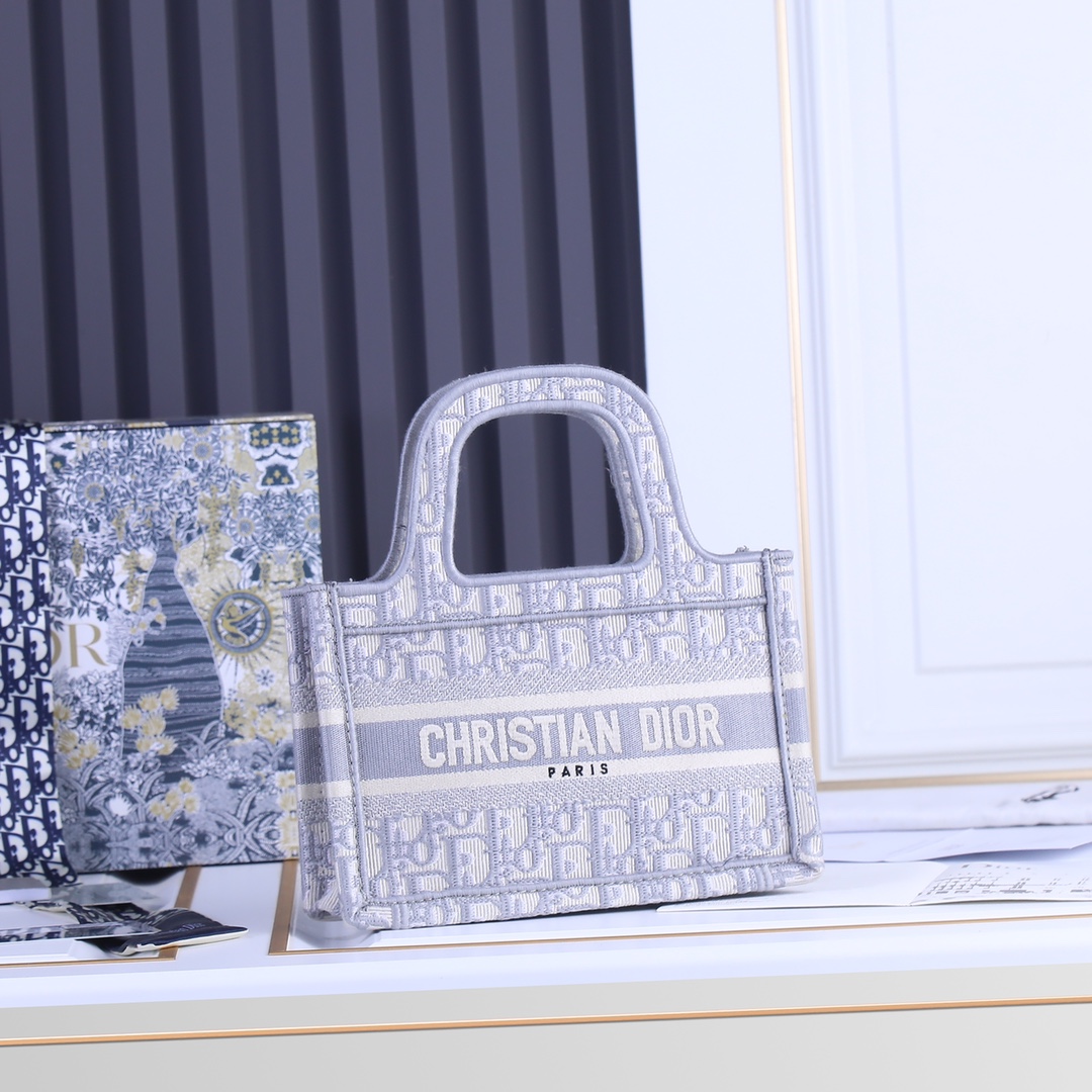 Wholesale Luxury Dior Oblique Embroidery Mini Book Tote - Image 6
