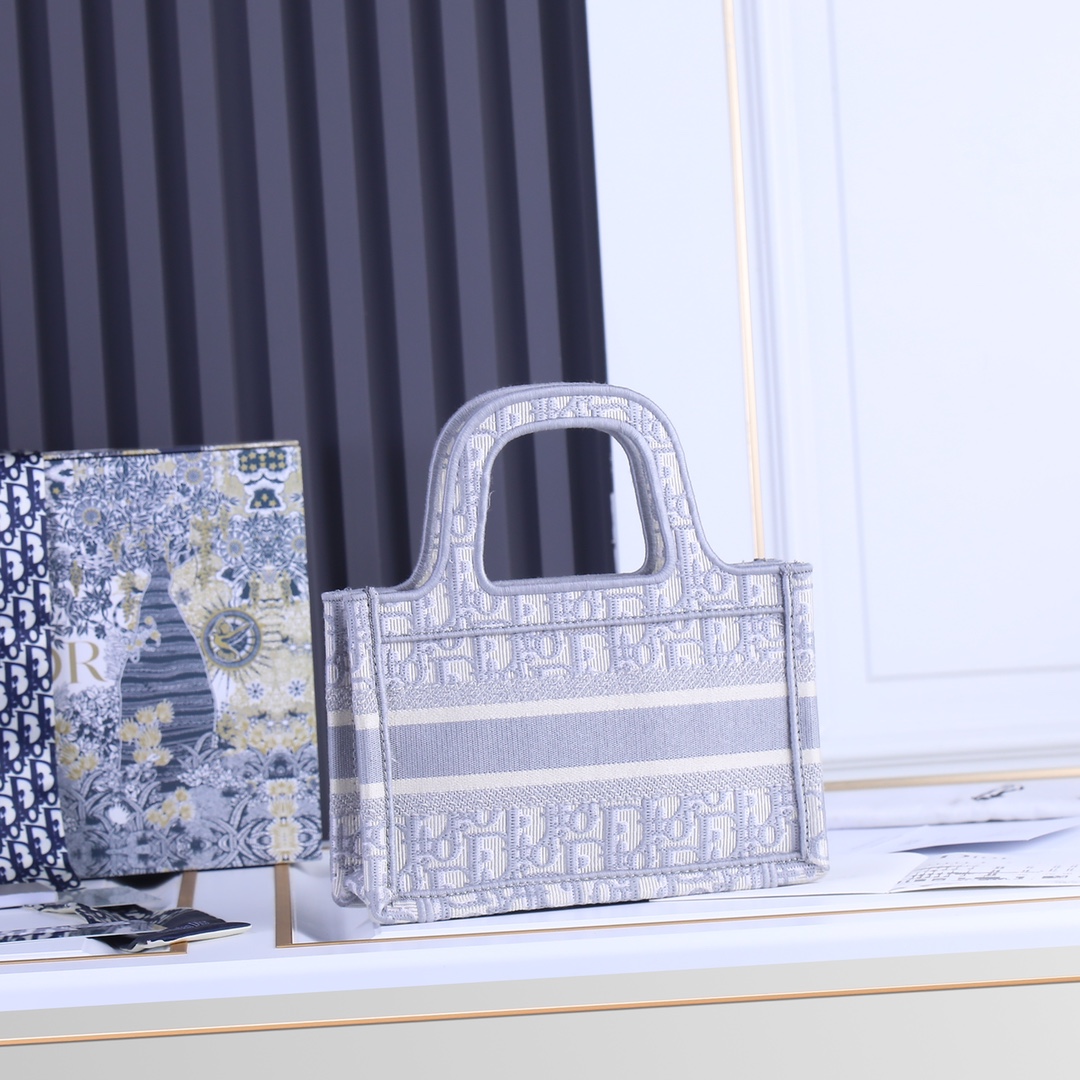 Wholesale Luxury Dior Oblique Embroidery Mini Book Tote - Image 7