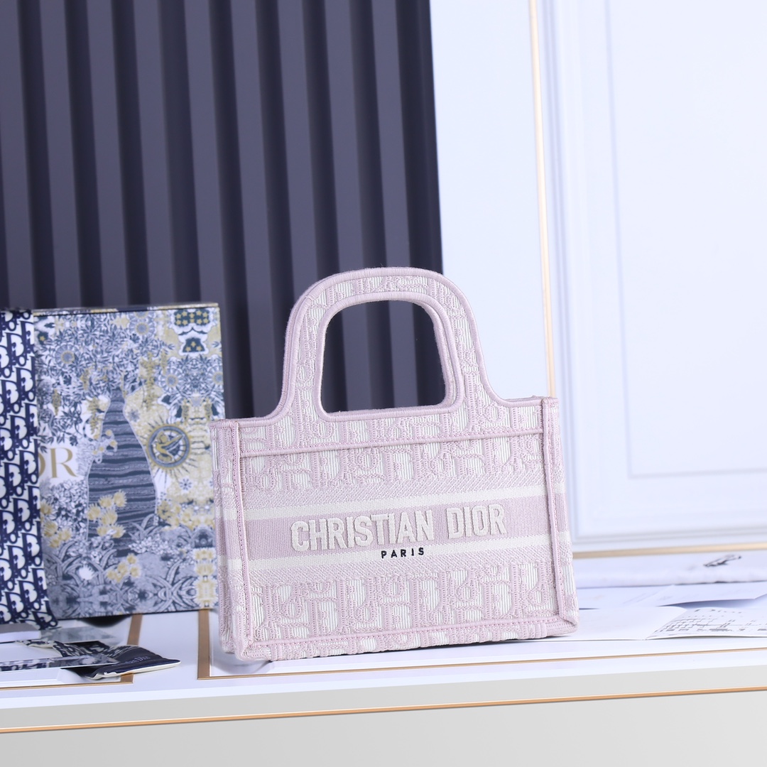 Wholesale Luxury Dior Oblique Embroidery Mini Book Tote - Image 10