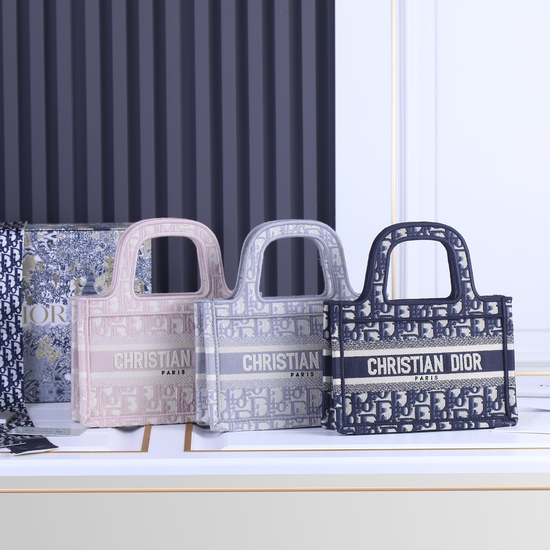 Wholesale Luxury Dior Oblique Embroidery Mini Book Tote