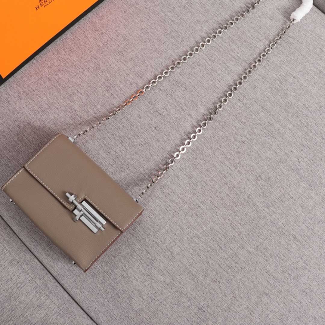 Wholesale Luxury Hermes Verrou Chaine Mini Bag Beige/Black/Brown - Image 3