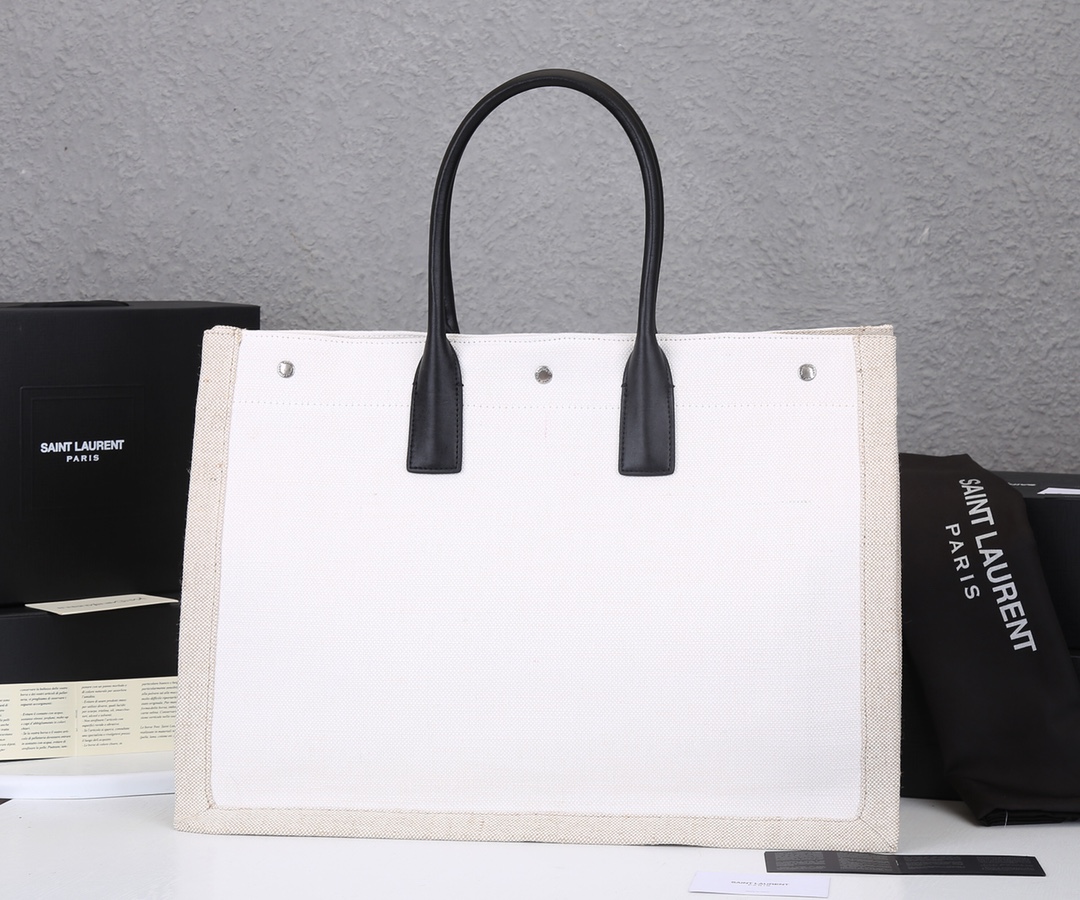 Wholesale Luxury Ysl Rive Gauche Tote Bag In Linen And Leather - Image 14