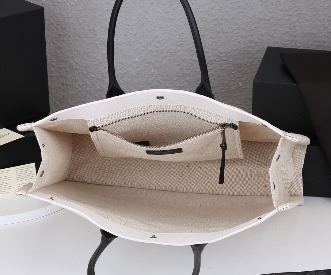 Wholesale Luxury Ysl Rive Gauche Tote Bag In Linen And Leather - Image 15