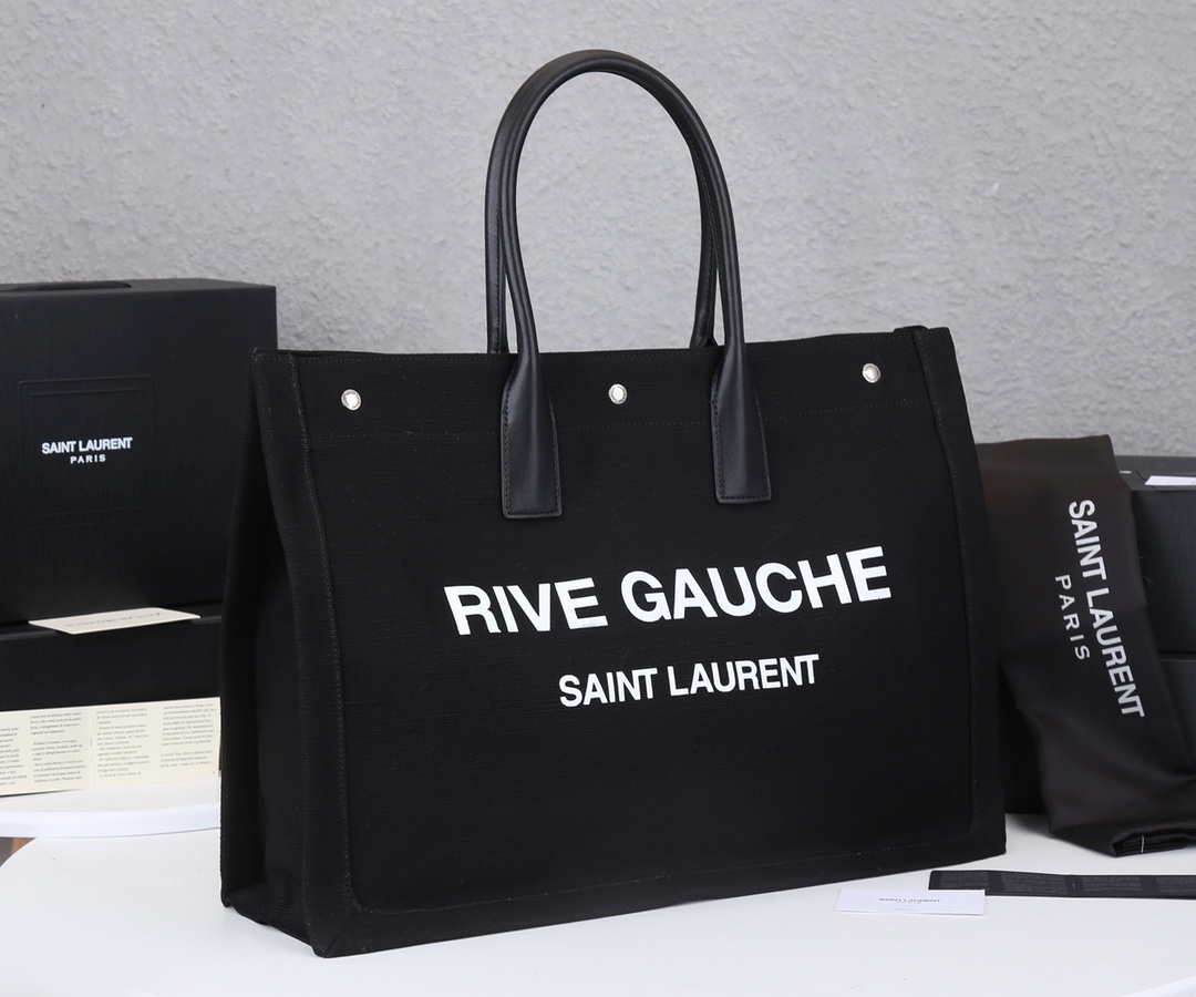 Wholesale Luxury Ysl Rive Gauche Tote Bag In Linen And Leather - Image 2