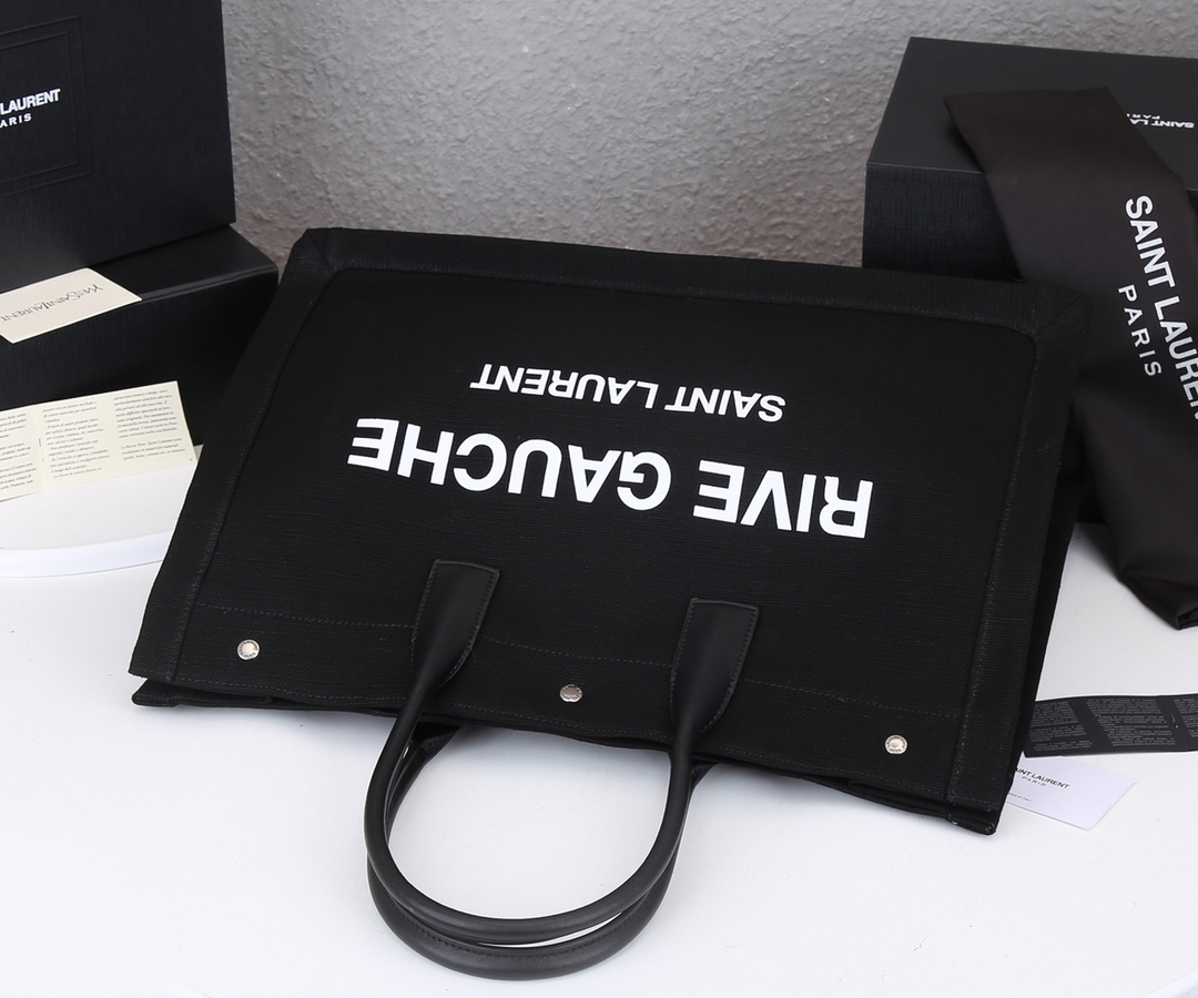Wholesale Luxury Ysl Rive Gauche Tote Bag In Linen And Leather - Image 3