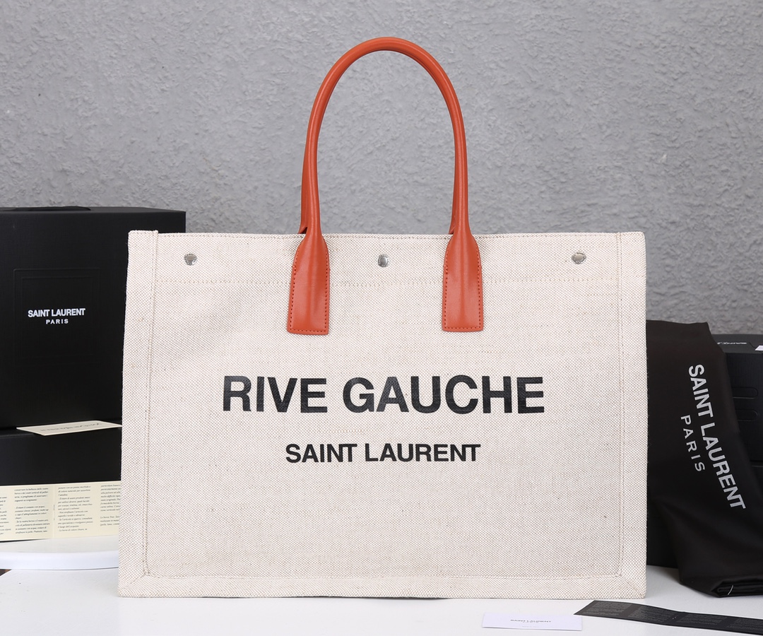 Wholesale Luxury Ysl Rive Gauche Tote Bag In Linen And Leather - Image 6