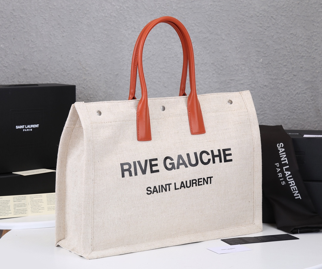 Wholesale Luxury Ysl Rive Gauche Tote Bag In Linen And Leather - Image 7