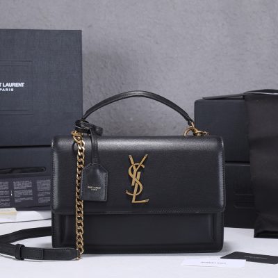 Wholesale Luxury Ysl Sunset Medium Top Handle Bag- Black/Beige