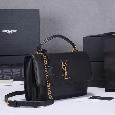 Alternative view of Wholesale Luxury Ysl Sunset Medium Top Handle Bag- Black/Beige