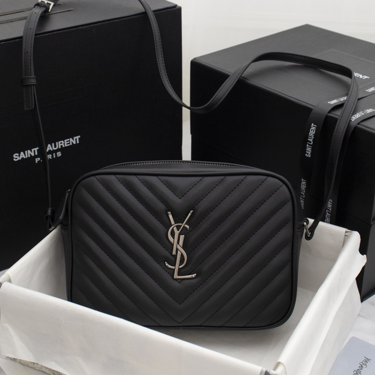 Wholesale Luxury Ysl Lou Camera Bag In Quilted Leather- Black/Silver - Image 7