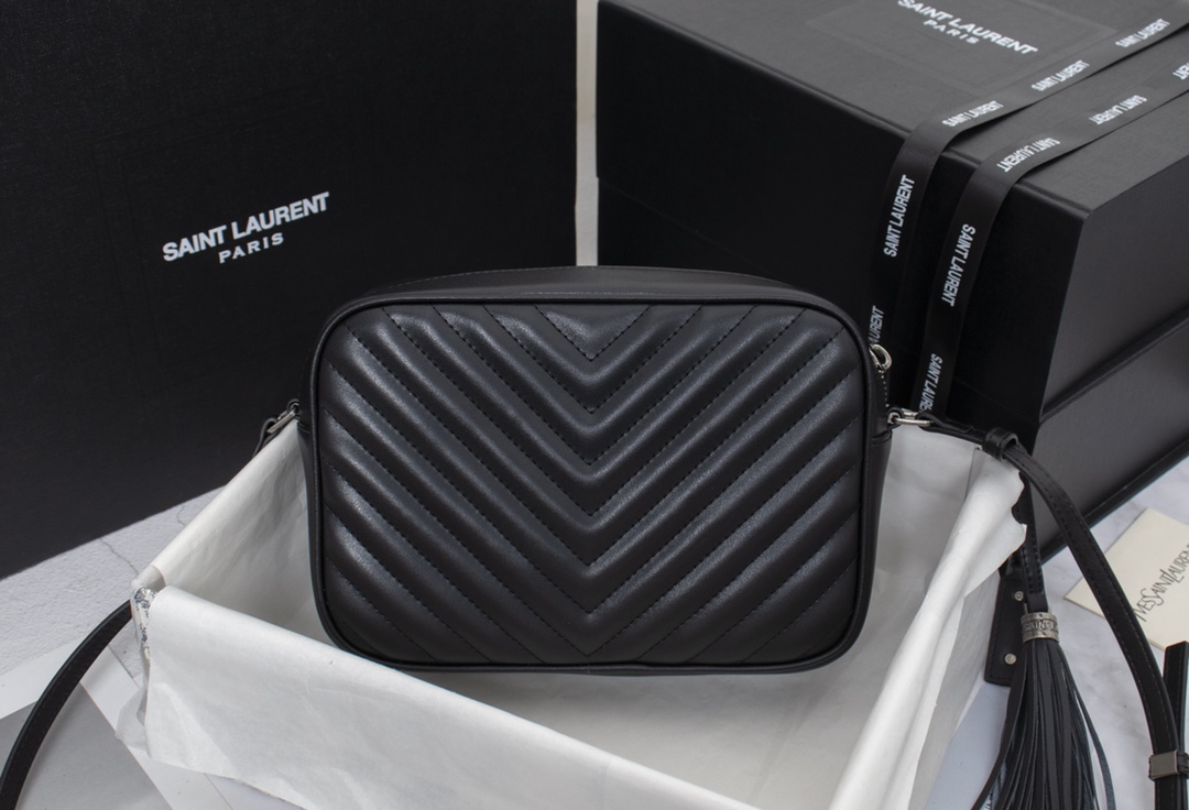 Wholesale Luxury Ysl Lou Camera Bag In Quilted Leather- Black/Silver - Image 8