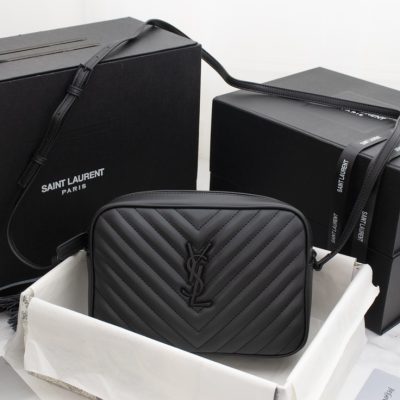 Wholesale Luxury Ysl Lou Camera Bag In Quilted Leather- Black/Silver