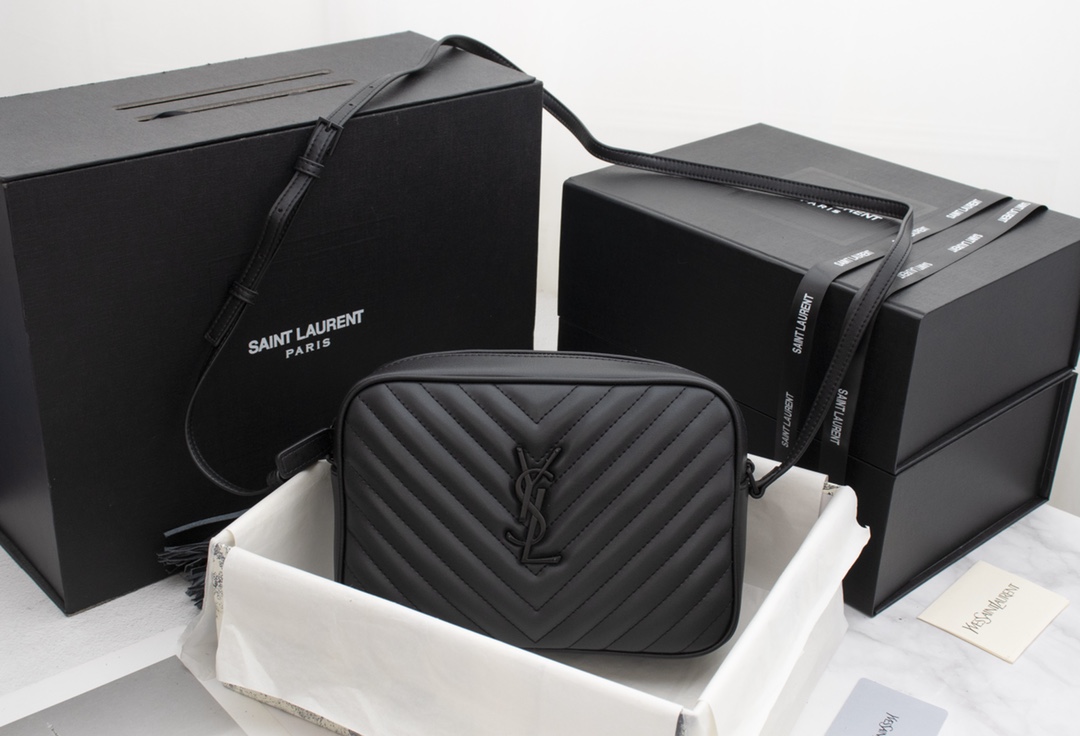 Wholesale Luxury Ysl Lou Camera Bag In Quilted Leather- Black/Silver