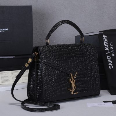 Alternative view of Wholesale Luxury Ysl Cassandra Medium Top Handle Bag In Crocodile-Embossed Shiny Leather